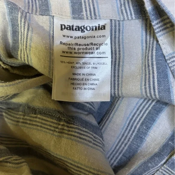 Patagonia Striped Tie Front Hemp Blend Shorts | Size Small - Picture 7 of 10